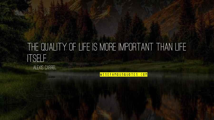 A Carrel Quotes By Alexis Carrel: The quality of life is more important than