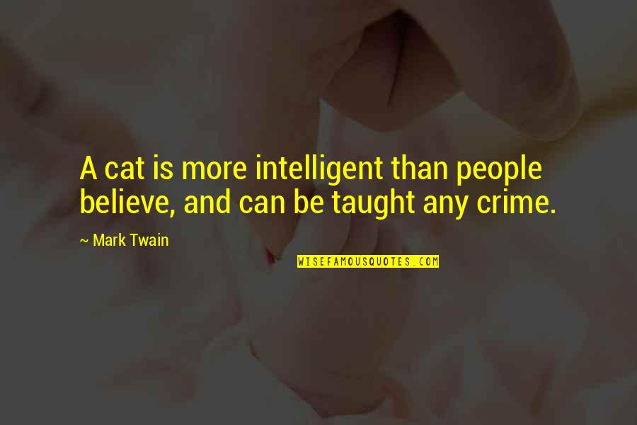 A Cat Quotes By Mark Twain: A cat is more intelligent than people believe,