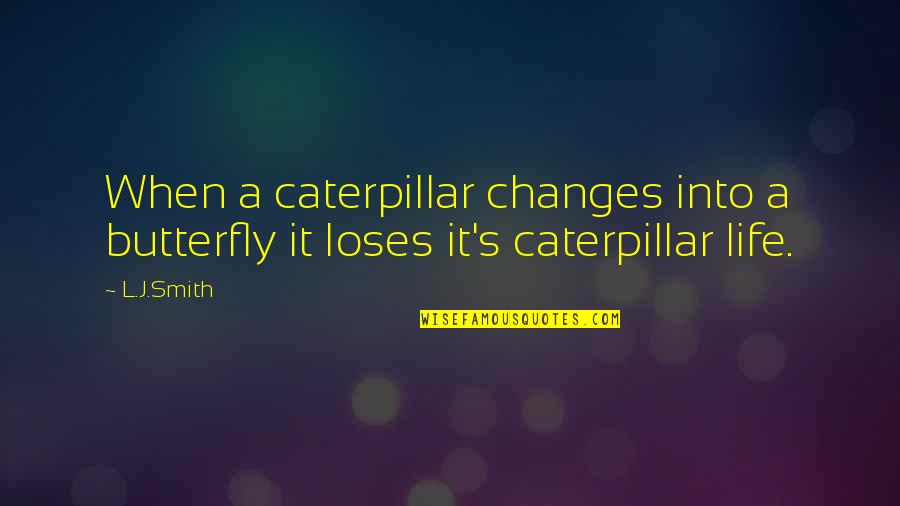 A Caterpillar Quotes By L.J.Smith: When a caterpillar changes into a butterfly it