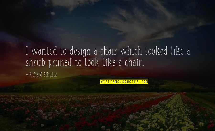 A Chair Quotes By Richard Schultz: I wanted to design a chair which looked