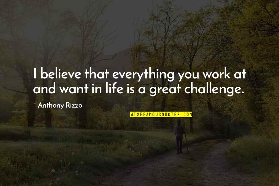A Challenge In Life Quotes By Anthony Rizzo: I believe that everything you work at and