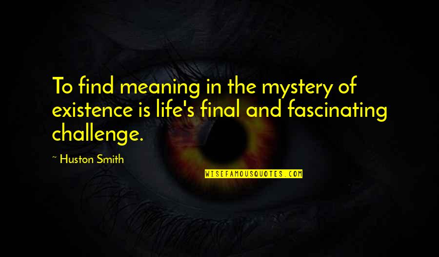 A Challenge In Life Quotes By Huston Smith: To find meaning in the mystery of existence