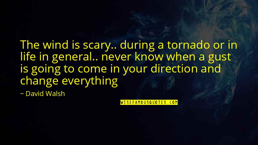 A Change In Your Life Quotes By David Walsh: The wind is scary.. during a tornado or