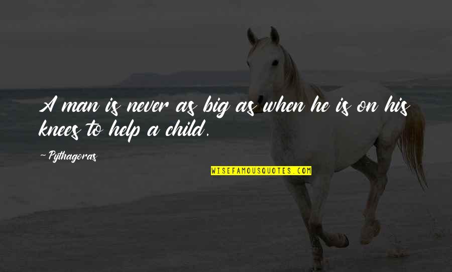A Child Quotes By Pythagoras: A man is never as big as when