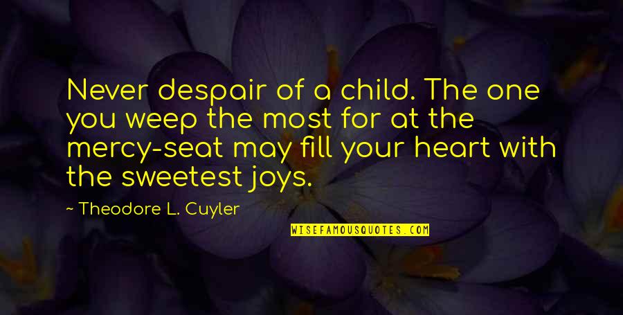 A Child's Joy Quotes By Theodore L. Cuyler: Never despair of a child. The one you