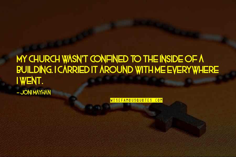 A Church Building Quotes By Joni Mayhan: My church wasn't confined to the inside of