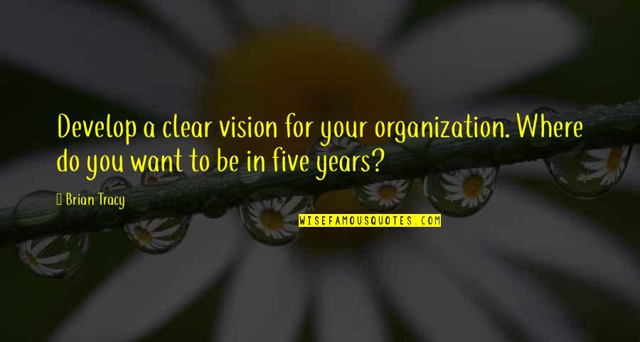 A Clear Vision Quotes By Brian Tracy: Develop a clear vision for your organization. Where
