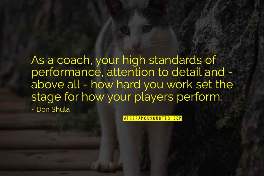A Coach From A Player Quotes By Don Shula: As a coach, your high standards of performance,