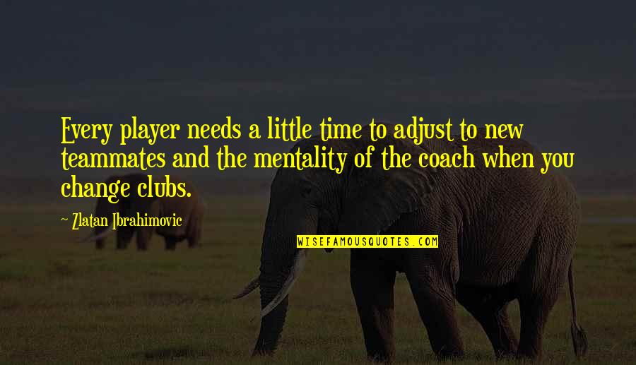 A Coach From A Player Quotes By Zlatan Ibrahimovic: Every player needs a little time to adjust