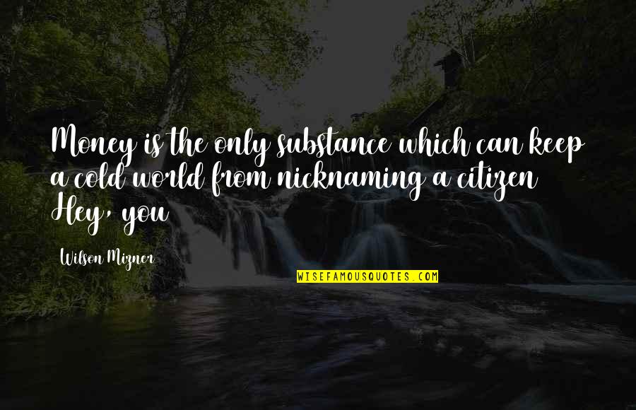 A Cold World Quotes By Wilson Mizner: Money is the only substance which can keep