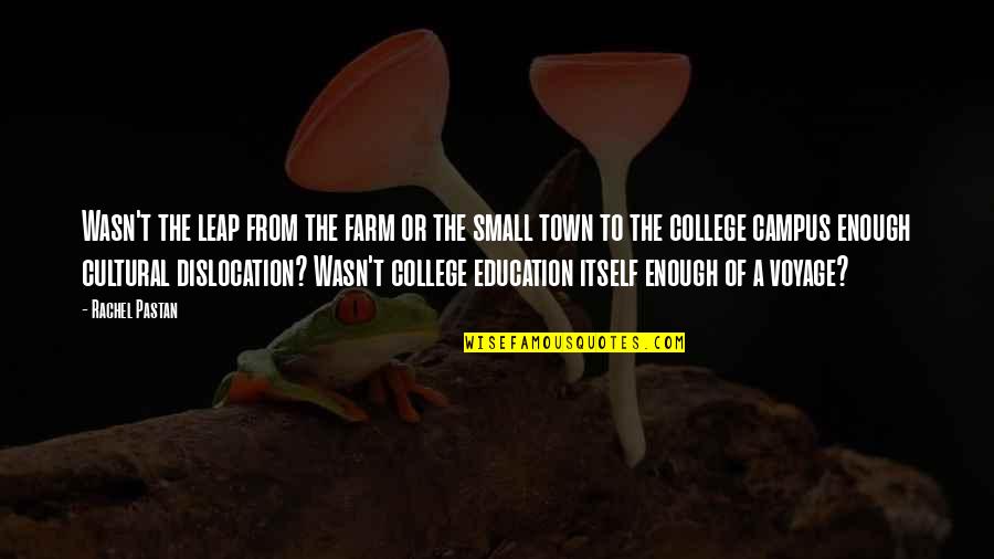 A College Education Quotes By Rachel Pastan: Wasn't the leap from the farm or the