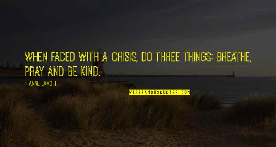 A Crisis Quotes By Anne Lamott: When faced with a crisis, do three things: