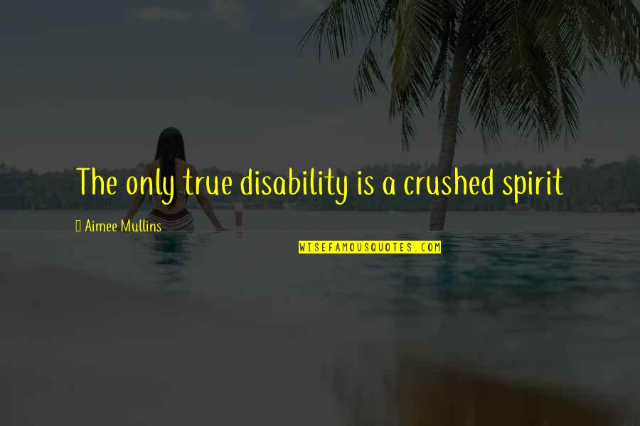 A Crushed Spirit Quotes By Aimee Mullins: The only true disability is a crushed spirit