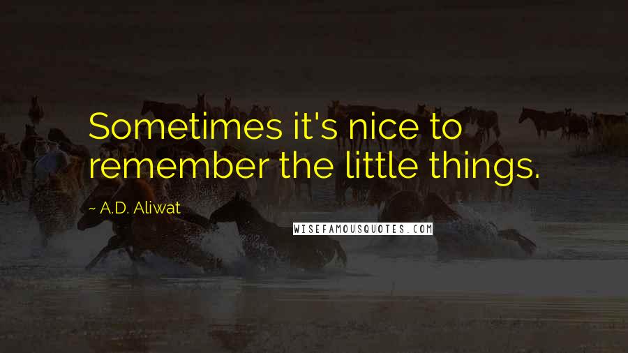 A.D. Aliwat quotes: Sometimes it's nice to remember the little things.