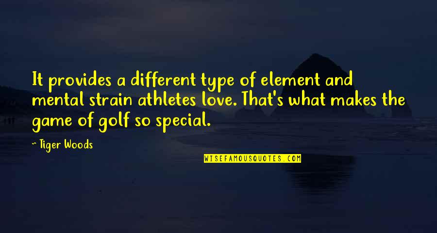 A.d. Woods Quotes By Tiger Woods: It provides a different type of element and A.d. Woods Quotes By Tiger Woods: It provides a different type of element and