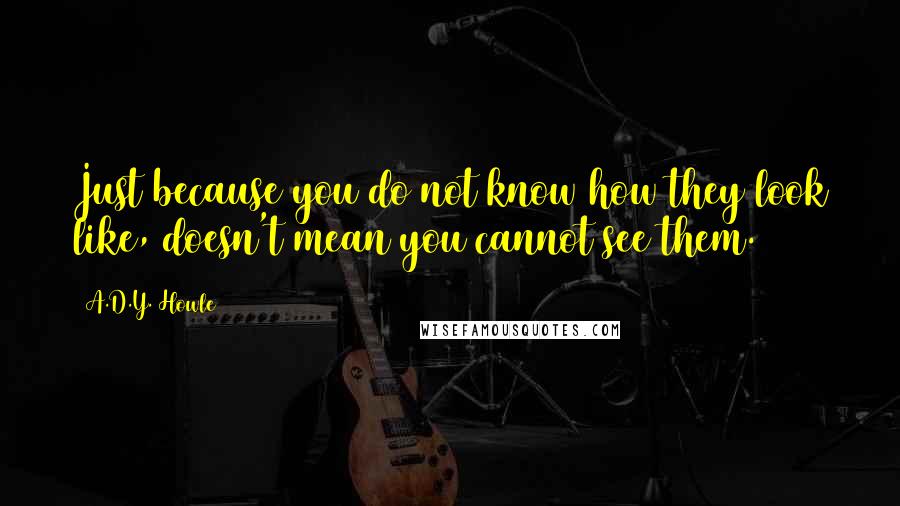 A.D.Y. Howle quotes: Just because you do not know how they look like, doesn't mean you cannot see them.