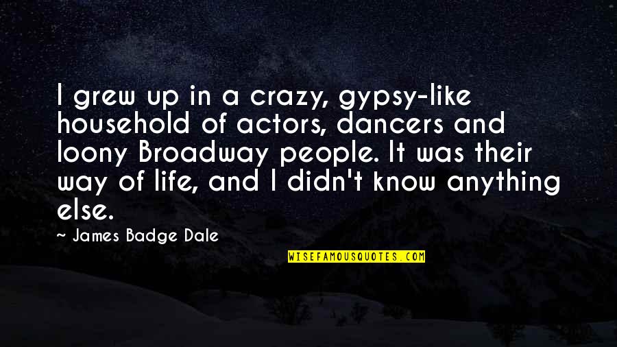 A Dancers Life Quotes By James Badge Dale: I grew up in a crazy, gypsy-like household