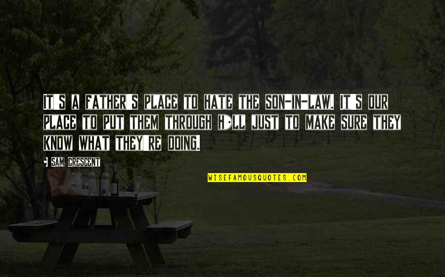 A Daughter And Father Relationship Quotes By Sam Crescent: It's a father's place to hate the son-in-law.