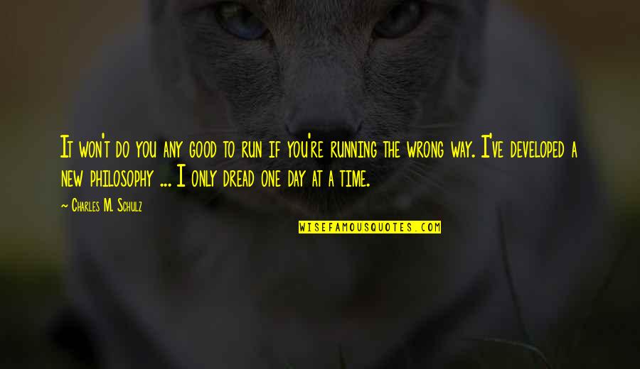 A Day At A Time Quotes By Charles M. Schulz: It won't do you any good to run