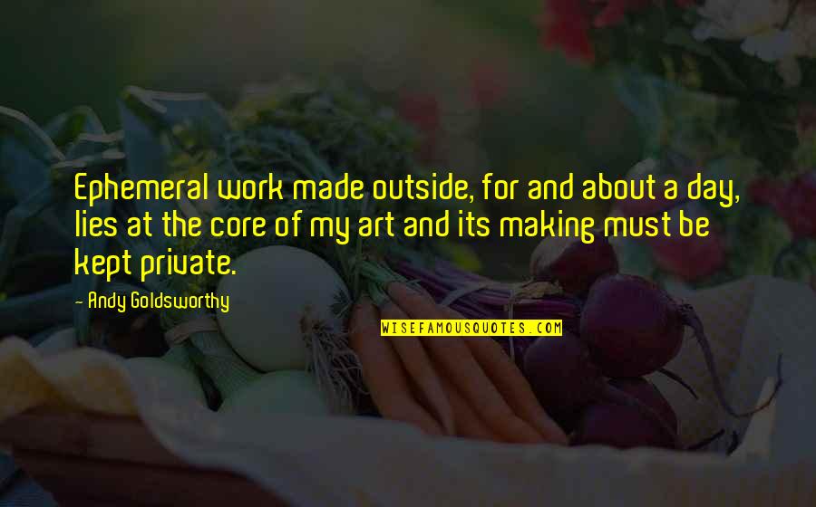 A Day At Work Quotes By Andy Goldsworthy: Ephemeral work made outside, for and about a