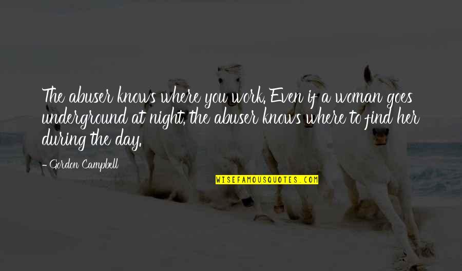 A Day At Work Quotes By Gordon Campbell: The abuser knows where you work. Even if