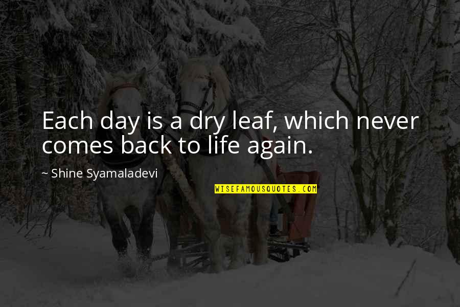 A Day In The Life Quotes By Shine Syamaladevi: Each day is a dry leaf, which never