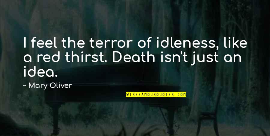 A Death Quotes By Mary Oliver: I feel the terror of idleness, like a