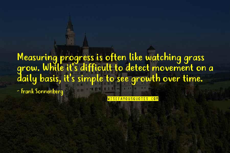 A Difficult Time Quotes By Frank Sonnenberg: Measuring progress is often like watching grass grow.