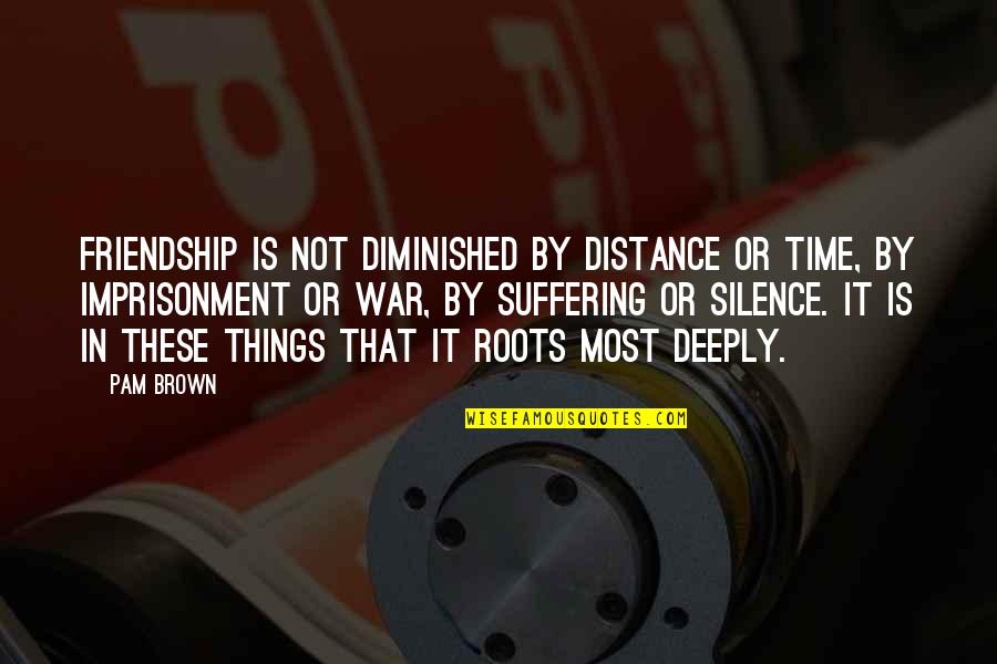 A Distance Friendship Quotes By Pam Brown: Friendship is not diminished by distance or time,
