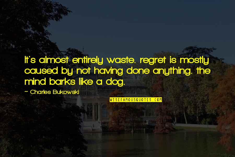 A Dog Barks Quotes By Charles Bukowski: It's almost entirely waste. regret is mostly caused