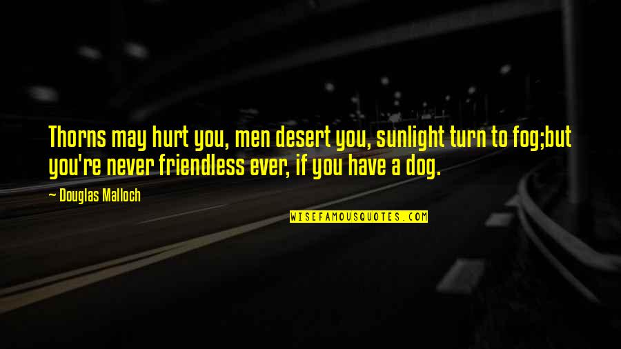 A Dog's Loyalty Quotes By Douglas Malloch: Thorns may hurt you, men desert you, sunlight