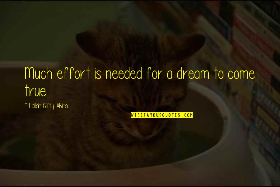 A Dream Come True Quotes By Lailah Gifty Akita: Much effort is needed for a dream to