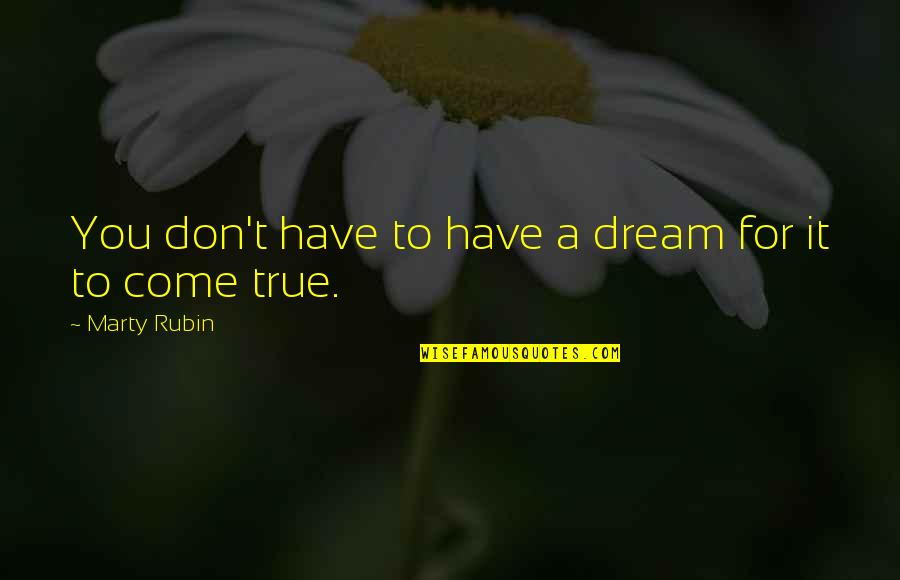 A Dream Come True Quotes By Marty Rubin: You don't have to have a dream for