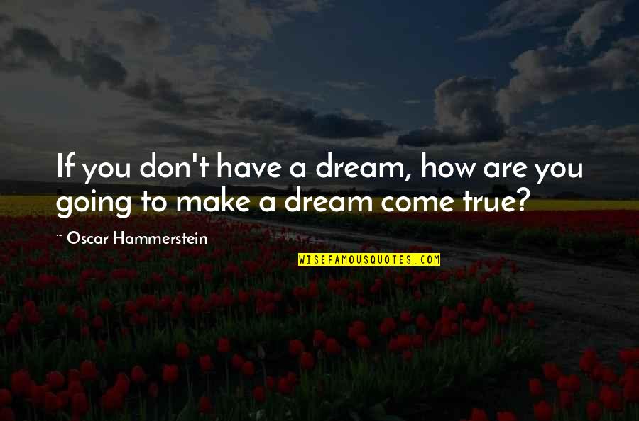 A Dream Come True Quotes By Oscar Hammerstein: If you don't have a dream, how are
