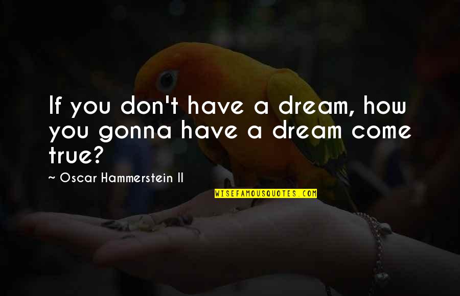 A Dream Come True Quotes By Oscar Hammerstein II: If you don't have a dream, how you