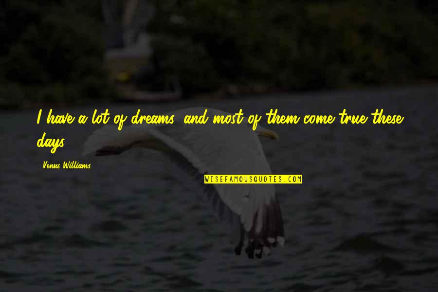 A Dream Come True Quotes By Venus Williams: I have a lot of dreams, and most