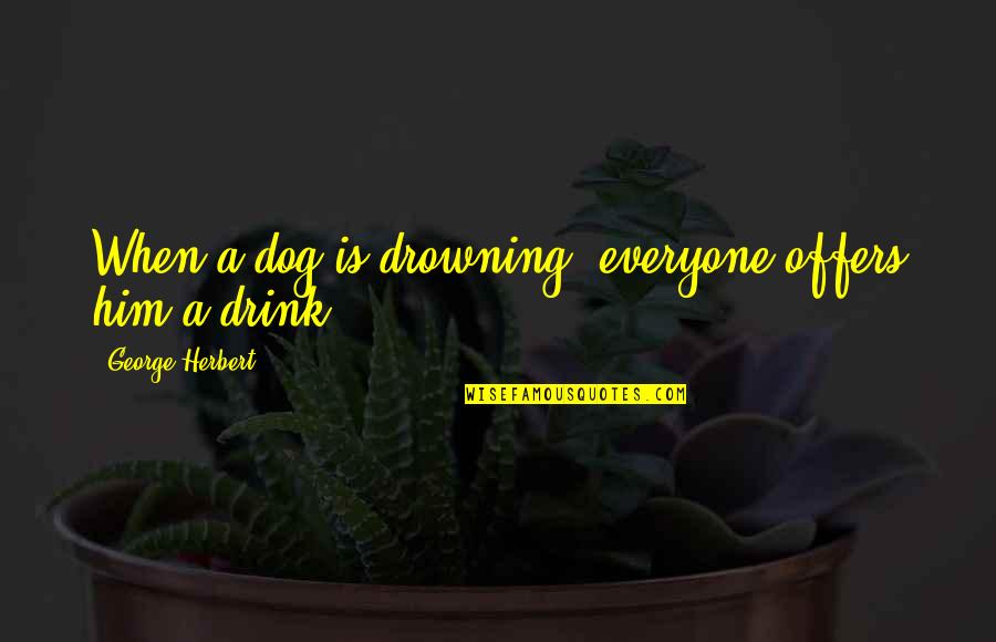 A Drink Quotes By George Herbert: When a dog is drowning, everyone offers him A Drink Quotes By George Herbert: When a dog is drowning, everyone offers him