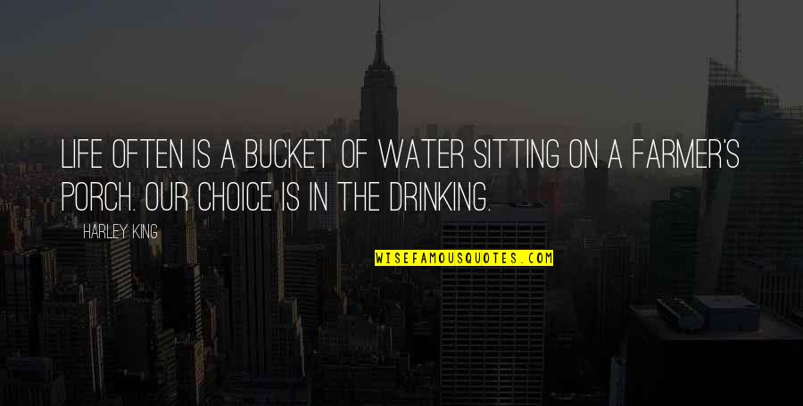 A Drinking Life Quotes By Harley King: Life often is a bucket of water sitting