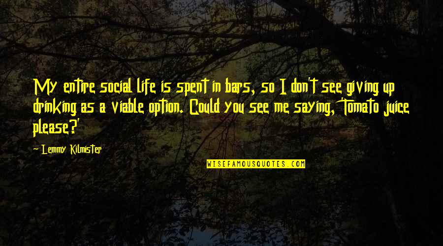 A Drinking Life Quotes By Lemmy Kilmister: My entire social life is spent in bars,