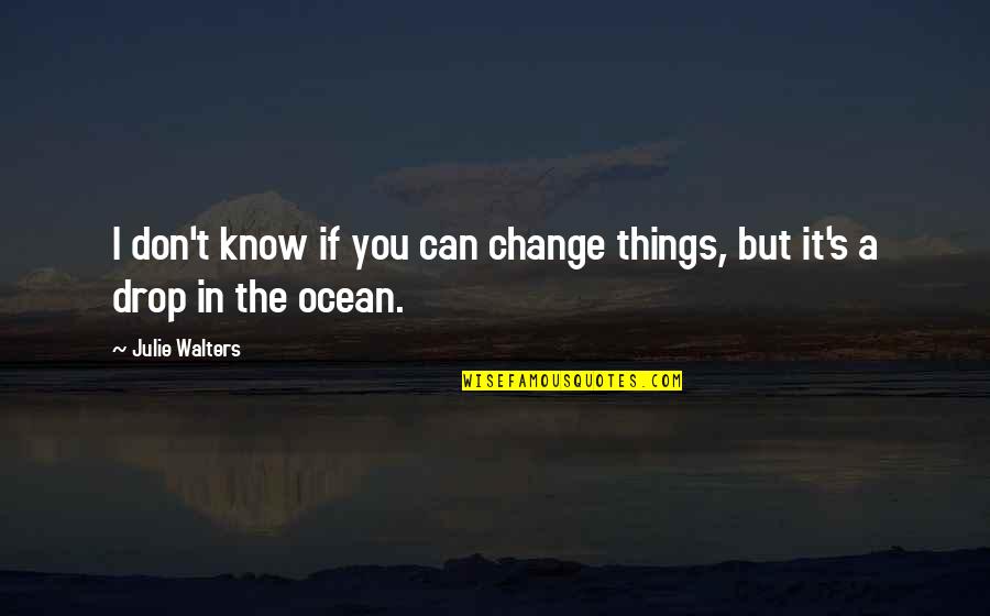 A Drop In The Ocean Quotes By Julie Walters: I don't know if you can change things,