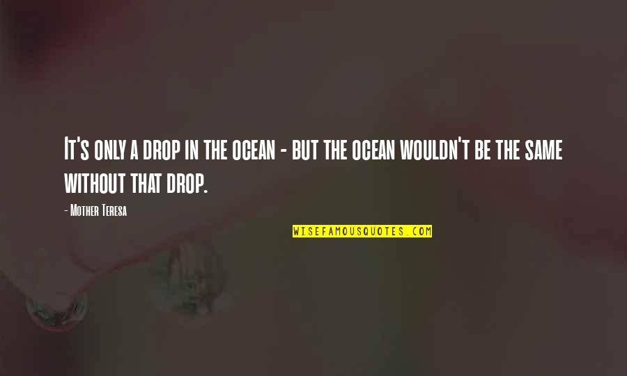 A Drop In The Ocean Quotes By Mother Teresa: It's only a drop in the ocean -