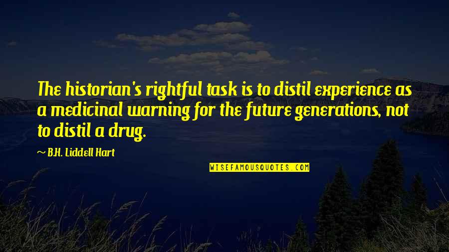 A Drug Quotes By B.H. Liddell Hart: The historian's rightful task is to distil experience