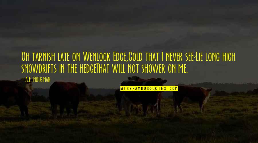 A E Housman Quotes By A.E. Housman: Oh tarnish late on Wenlock Edge,Gold that I A E Housman Quotes By A.E. Housman: Oh tarnish late on Wenlock Edge,Gold that I
