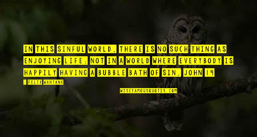 A Enjoying Life Quotes By Felix Wantang: In this sinful world, there is no such