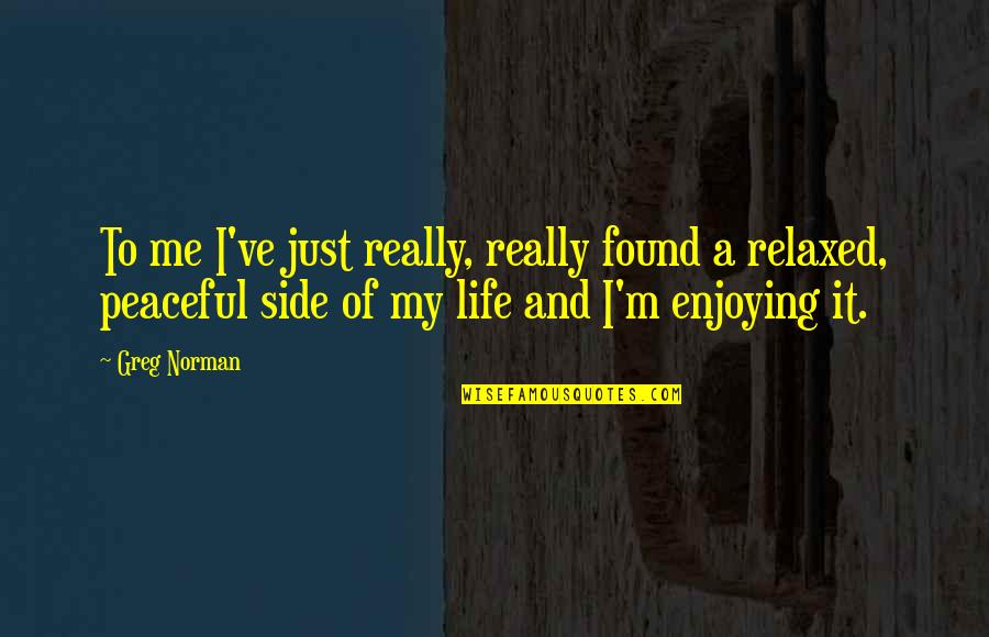 A Enjoying Life Quotes By Greg Norman: To me I've just really, really found a