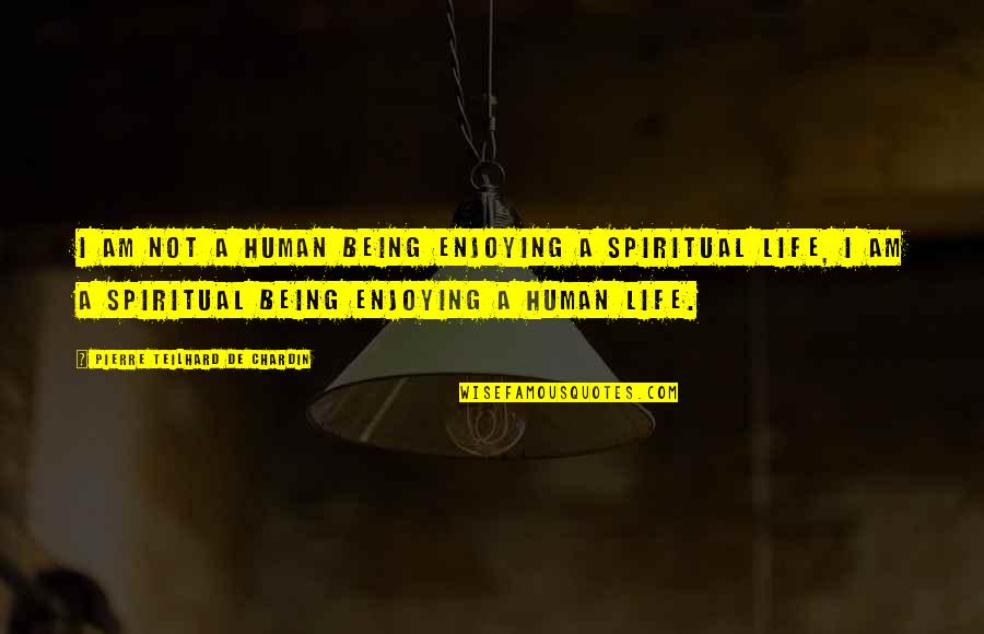 A Enjoying Life Quotes By Pierre Teilhard De Chardin: I am not a human being enjoying a