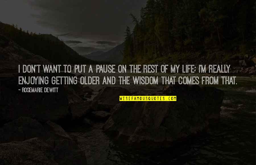 A Enjoying Life Quotes By Rosemarie DeWitt: I don't want to put a pause on