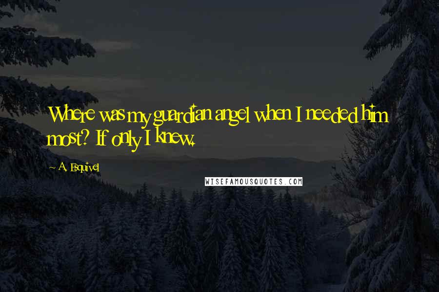 A. Esquivel quotes: Where was my guardian angel when I needed him most? If only I knew.