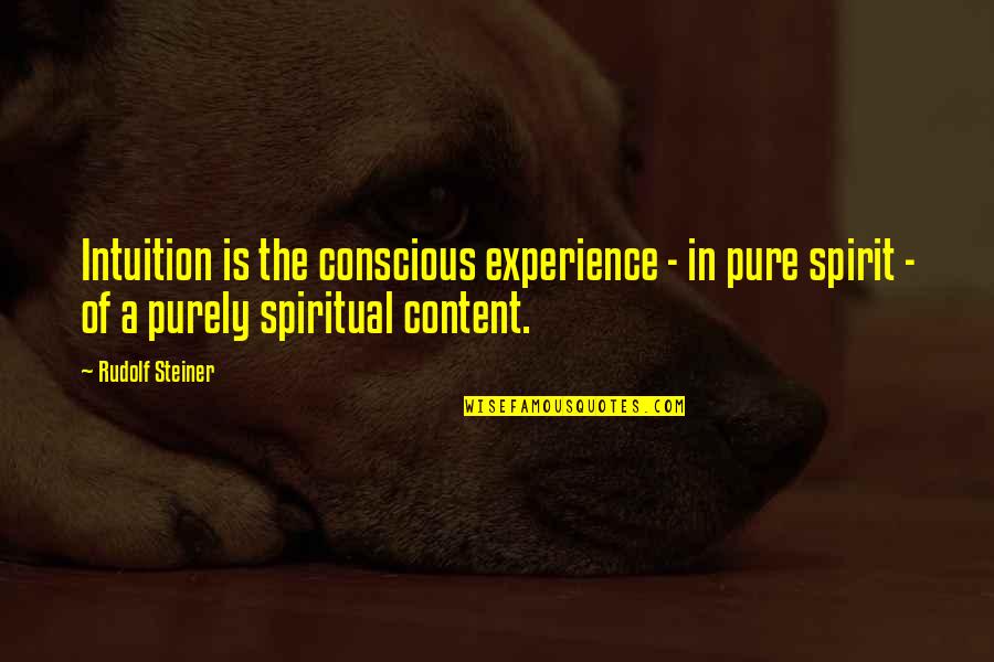 A Experience Quotes By Rudolf Steiner: Intuition is the conscious experience - in pure