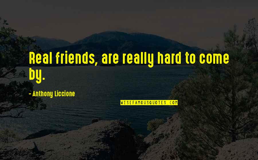 A Fake Friendship Quotes By Anthony Liccione: Real friends, are really hard to come by.